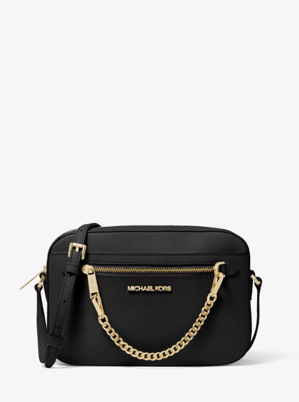 Damske Crossbody Kabelka Michael Kors Jet Set Large Saffiano Leather Čierne - Kabelky Michael Kors Outlet | QRVJS-3728